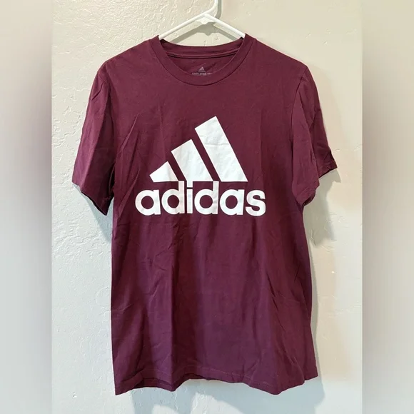 Adidas Men's Burgundy Short Sleeve Tee - Picture 1 of 7